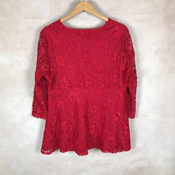 American Rag Plus Size Red Lace Surplice Top NWT 1X - Picture 5 of 6
